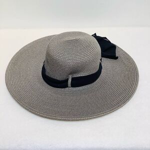 Womens Wide Brim Straw Hat Big Sun Hat UPF 50+ GRAY